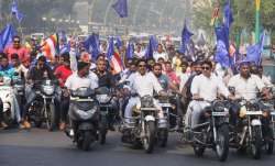 Dalit protesters take part in a bike rally on the Eastern