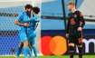 Zenit St. Petersburg midfielder Magomed Ozdoev celebrates with teammate after scoring stoppage time 