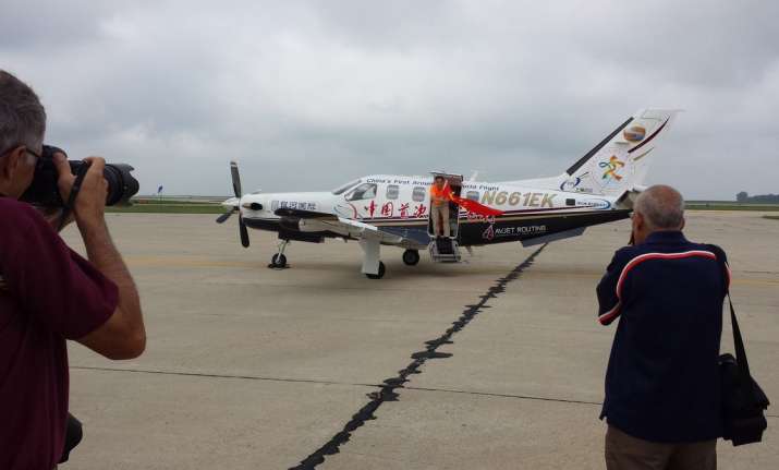 Before landing on Sunday morning, Bo Zhang circled around a
