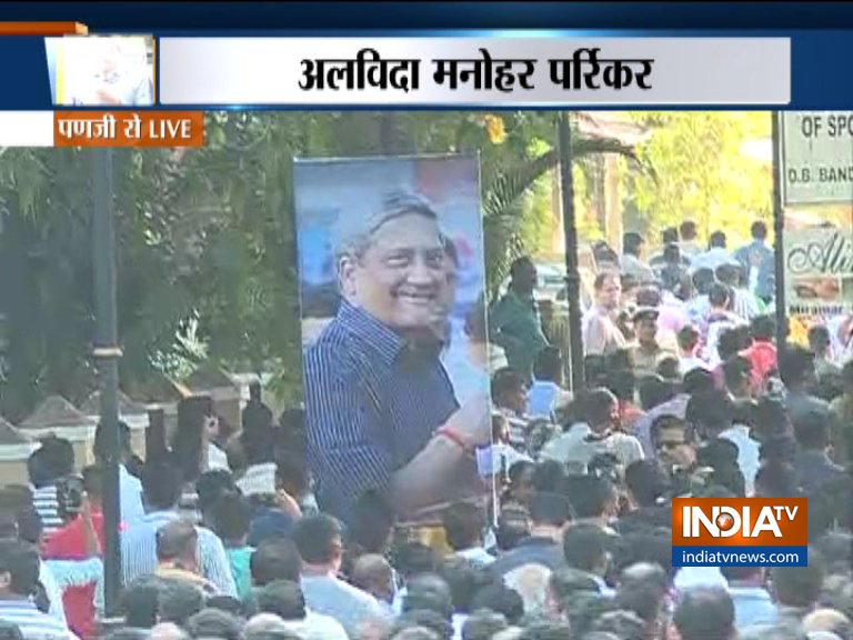 A sea of people thronged final journey of Manohar Parrikar. He was laid to rest on Monday evening at Miramar beach.