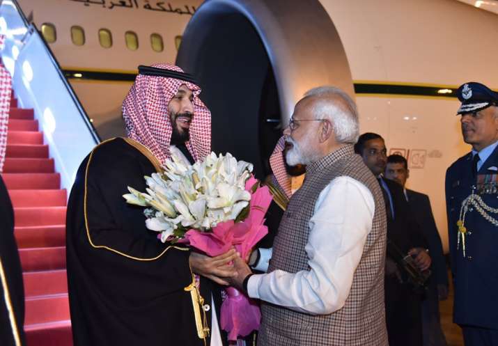 Saudi Crown Prince gets warm welcome by PM Modi on arrival