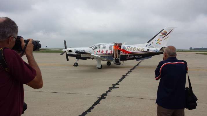 Before landing on Sunday morning, Bo Zhang circled around a