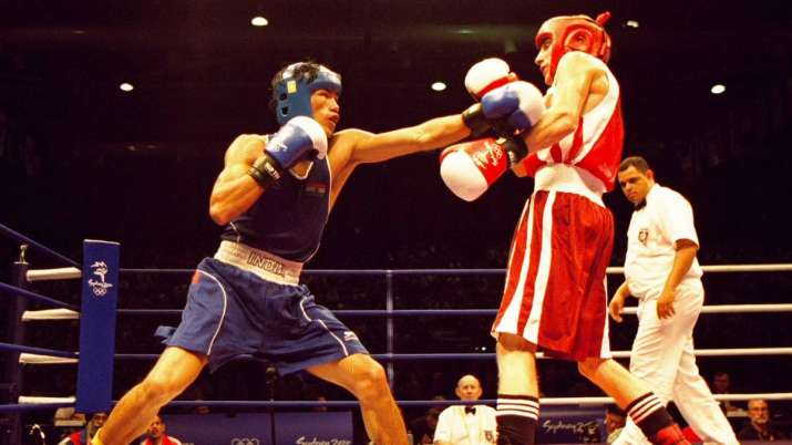 File photo of Dingko Singh (in blue) at the 2000 Sydney Olympics.