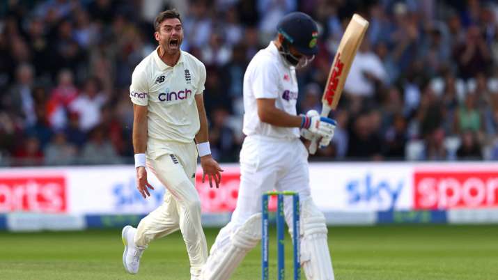 James Anderson and Virat Kohli